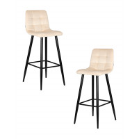 Набор 2 шт Стул барный DOBRIN NICOLE (черные матовые ножки, кремовый велюр (108-113))