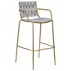Стул барный DOBRIN MILLER GOLD (светло-серый велюр (135-37))