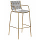 Стул барный DOBRIN MILLER GOLD (светло-серый велюр (135-37))
