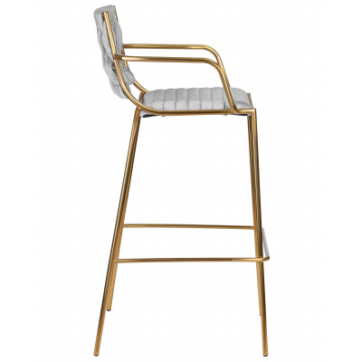 Стул барный DOBRIN MILLER GOLD (светло-серый велюр (135-37))