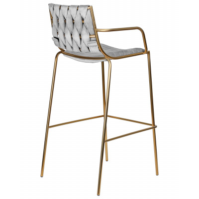 Стул барный DOBRIN MILLER GOLD (светло-серый велюр (135-37))