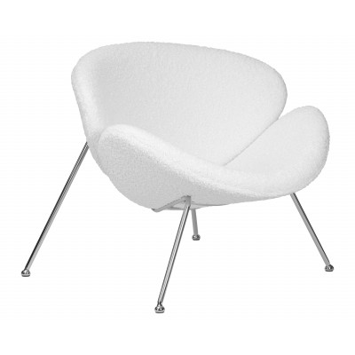 Набор 2 шт Кресло дизайнерское DOBRIN EMILY (белый (букле) ткань , хромированная сталь) - купить в Екатеринбурге, в наличии