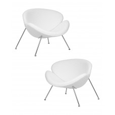 Набор 2 шт Кресло дизайнерское DOBRIN EMILY (белый (букле) ткань , хромированная сталь)