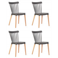 Набор 4 шт Стул обеденный DOBRIN THEO (ножки светлый бук, цвет темно-серый (GR-04))