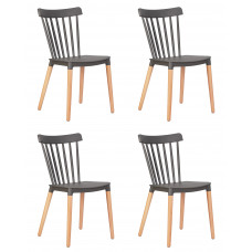 Набор 4 шт Стул обеденный DOBRIN THEO (ножки светлый бук, цвет темно-серый (GR-04))