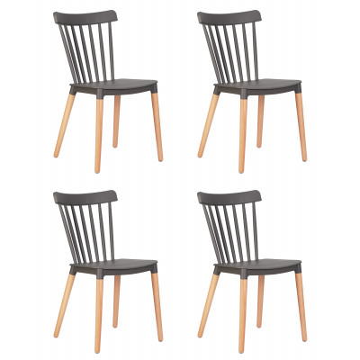 Набор 4 шт Стул обеденный DOBRIN THEO (ножки светлый бук, цвет темно-серый (GR-04)) - купить в Екатеринбурге, в наличии
