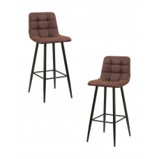 Набор 2 шт Стул барный DOBRIN NICOLE (черные матовые ножки, коричневая микрофибра (PK-03))