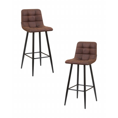 Набор 2 шт Стул барный DOBRIN NICOLE (черные матовые ножки, коричневая микрофибра (PK-03))