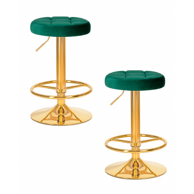 Набор 2 шт Табурет барный DOBRIN BRUNO GOLD (зеленый велюр (MJ9-88)) - купить в Екатеринбурге, в наличии