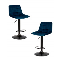 Набор 2 шт Стул барный DOBRIN TAILOR BLACK (синий велюр (MJ9-117))