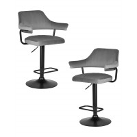 Набор 2 шт Стул барный DOBRIN CHARLY BLACK (серый велюр (MJ9-75))