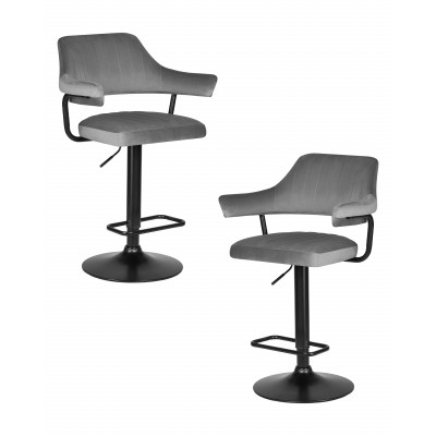 Набор 2 шт Стул барный DOBRIN CHARLY BLACK (серый велюр (MJ9-75))