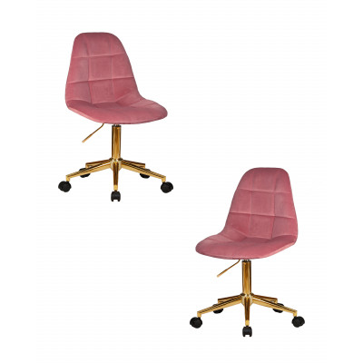 Набор 2 шт Офисное кресло для персонала DOBRIN MONTY GOLD (розовый велюр (MJ9-32)) - купить в Екатеринбурге, в наличии