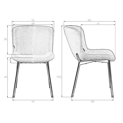 Набор 4 шт Стул обеденный DOBRIN MILO (черные ножки, кремовый букле (UF992-02)) - купить в Екатеринбурге, в наличии