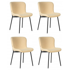 Набор 4 шт Стул обеденный DOBRIN MILO (черные ножки, кремовый букле (UF992-02))