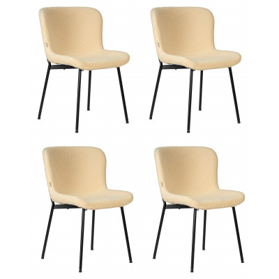 Набор 4 шт Стул обеденный DOBRIN MILO (черные ножки, кремовый букле (UF992-02)) - купить в Екатеринбурге, в наличии