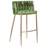 Стул барный DOBRIN EMMA GOLD (зеленый велюр (VF-08))