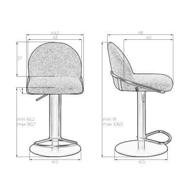 Набор 2 шт Стул барный DOBRIN OLIVER (серая ткань (FLY1347-17))