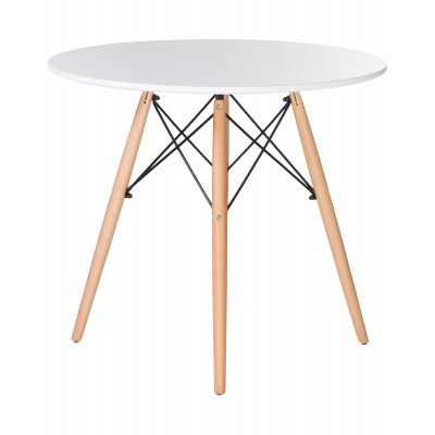 Стол обеденный DOBRIN CHELSEA`80 (ножки светлый бук, столешница белая) - купить в Екатеринбурге, в наличии