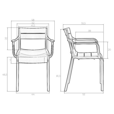 Стул обеденный DOBRIN TIM ARM (темно-серый (GR-04))