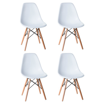 Набор 4 шт Стул обеденный DOBRIN DSW (ножки светлый бук, цвет белый (W-02)) - купить в Екатеринбурге, в наличии