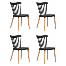 Набор 4 шт Стул обеденный DOBRIN THEO (ножки светлый бук, цвет черный (B-03))