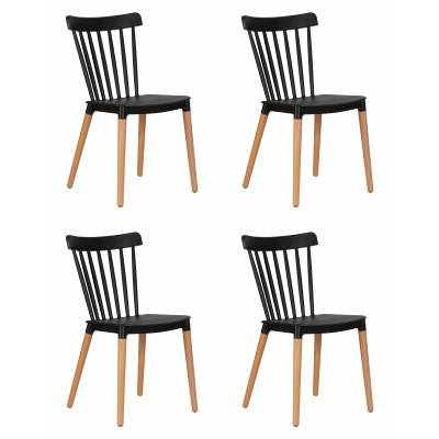 Набор 4 шт Стул обеденный DOBRIN THEO (ножки светлый бук, цвет черный (B-03)) - купить в Екатеринбурге, в наличии