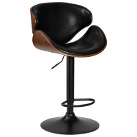 Стул барный DOBRIN KARTER BLACK (коричневый орех дерево (BWW), черный PU)
