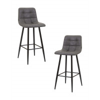 Набор 2 шт Стул барный DOBRIN NICOLE (черные матовые ножки, серая антрацитовая винтажная экокожа (RU-08))