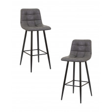 Набор 2 шт Стул барный DOBRIN NICOLE (черные матовые ножки, серая антрацитовая винтажная экокожа (RU-08))