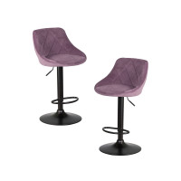 Набор 2 шт Стул барный DOBRIN LOGAN BLACK (пудрово-сиреневый велюр (MJ9-52))