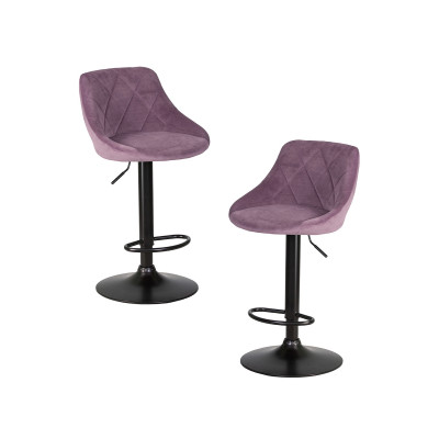 Набор 2 шт Стул барный DOBRIN LOGAN BLACK (пудрово-сиреневый велюр (MJ9-52))