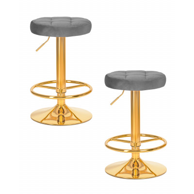 Набор 2 шт Табурет барный DOBRIN BRUNO GOLD (серый велюр (MJ9-75)) - купить в Екатеринбурге, в наличии