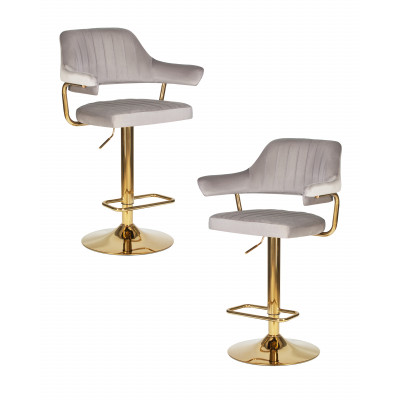 Набор 2 шт Стул барный DOBRIN CHARLY GOLD (серый велюр (MJ9-75)) - купить в Екатеринбурге, в наличии