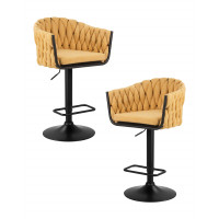 Набор 2 шт Стул барный DOBRIN LEON (жёлтая ткань (LAR 275-8))