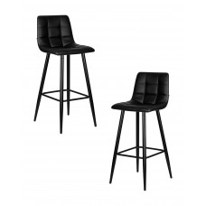 Набор 2 шт Стул барный DOBRIN NICOLE (черные матовые ножки, черная экокожа (P-01))