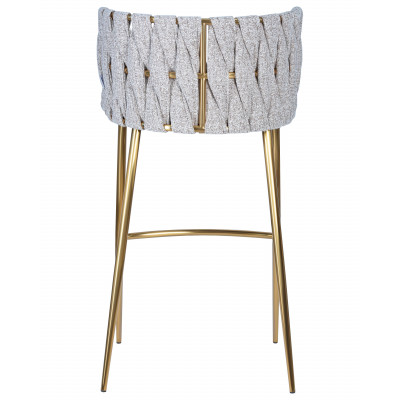 Стул барный DOBRIN EMMA GOLD (белый PU (T-01), белая ткань (F-49))