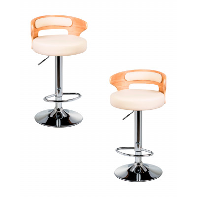 Набор 2 шт Стул барный DOBRIN FRED (натуральное дерево, кремовый)