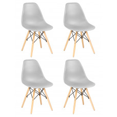 Набор 4 шт Стул обеденный DOBRIN DSW (ножки светлый бук, цвет светло-серый (GR-01))