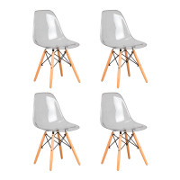 Набор 4 шт Стул обеденный DOBRIN DSW CASPER (ножки светлый бук, цвет прозрачный)