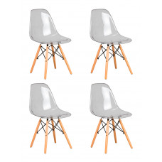 Набор 4 шт Стул обеденный DOBRIN DSW CASPER (ножки светлый бук, цвет прозрачный)