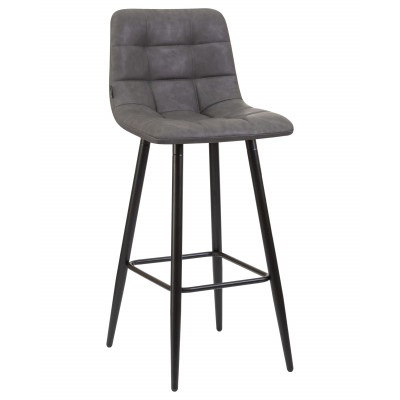 Набор 2 шт Стул барный DOBRIN NICOLE (черные матовые ножки, серая антрацитовая винтажная экокожа (RU-08)) - купить в Екатеринбурге, в наличии