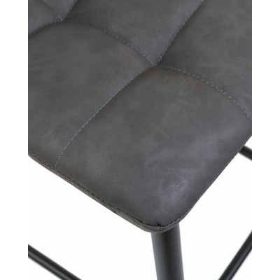 Набор 2 шт Стул барный DOBRIN NICOLE (черные матовые ножки, серая антрацитовая винтажная экокожа (RU-08)) - купить в Екатеринбурге, в наличии