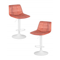 Набор 2 шт Стул барный DOBRIN TAILOR WHITE (пудрово-розовый велюр (MJ9-32))