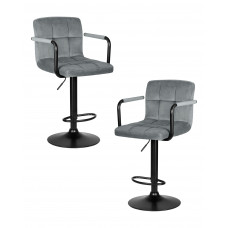 Набор 2 шт Стул барный DOBRIN KRUGER ARM BLACK (серый велюр (MJ9-75))