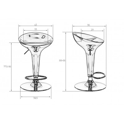 Набор 2 шт Стул барный DOBRIN BOMBA (серебряный металлик) - купить в Екатеринбурге, в наличии