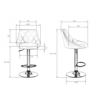 Набор 2 шт Стул барный DOBRIN LOGAN BLACK (серый велюр (MJ9-75))