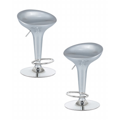 Набор 2 шт Стул барный DOBRIN BOMBA (серебряный металлик) - купить в Екатеринбурге, в наличии