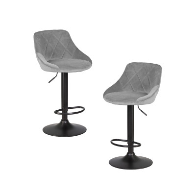Набор 2 шт Стул барный DOBRIN LOGAN BLACK (серый велюр (MJ9-75))