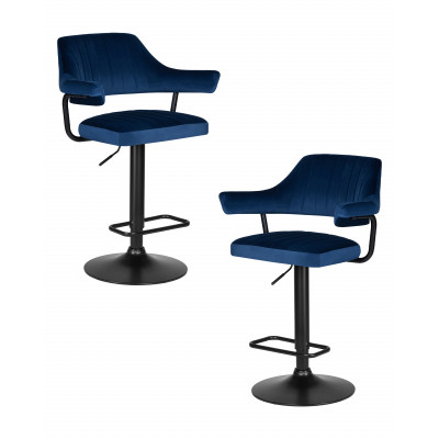 Набор 2 шт Стул барный DOBRIN CHARLY BLACK (синий велюр (MJ9-117)) - купить в Екатеринбурге, в наличии